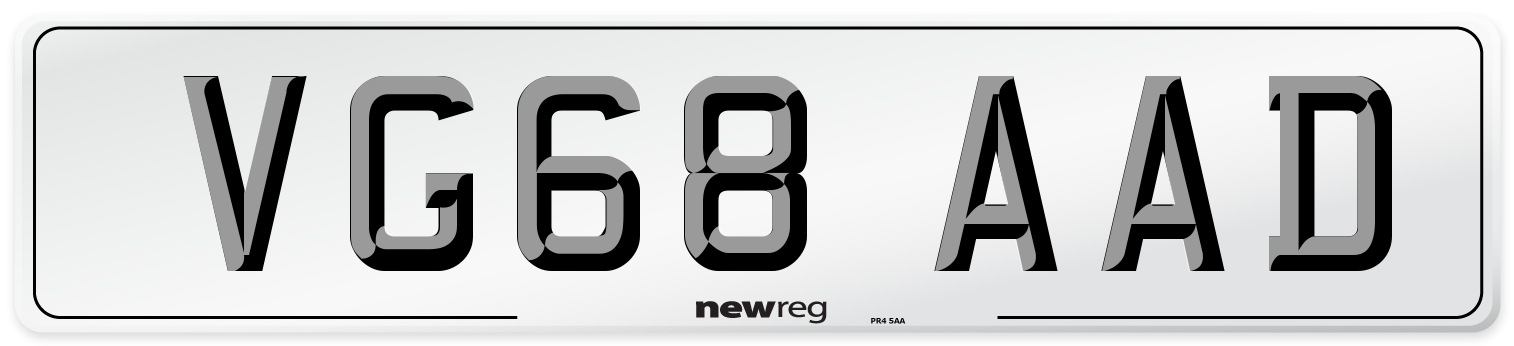VG68 AAD Number Plate from New Reg